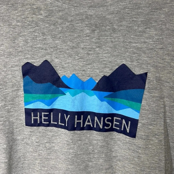 Helly Hansen top, mountain logo,light grey,long sleeve tee shirt,women large EC - Picture 2 of 12